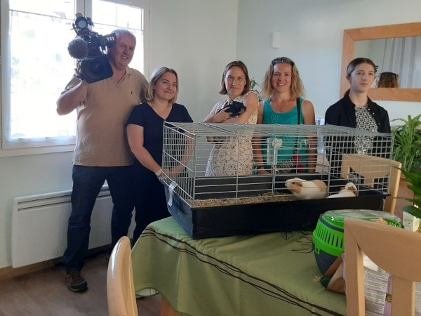 Tournage reportage TF1 avec témoins cochons d'inde près de Paris